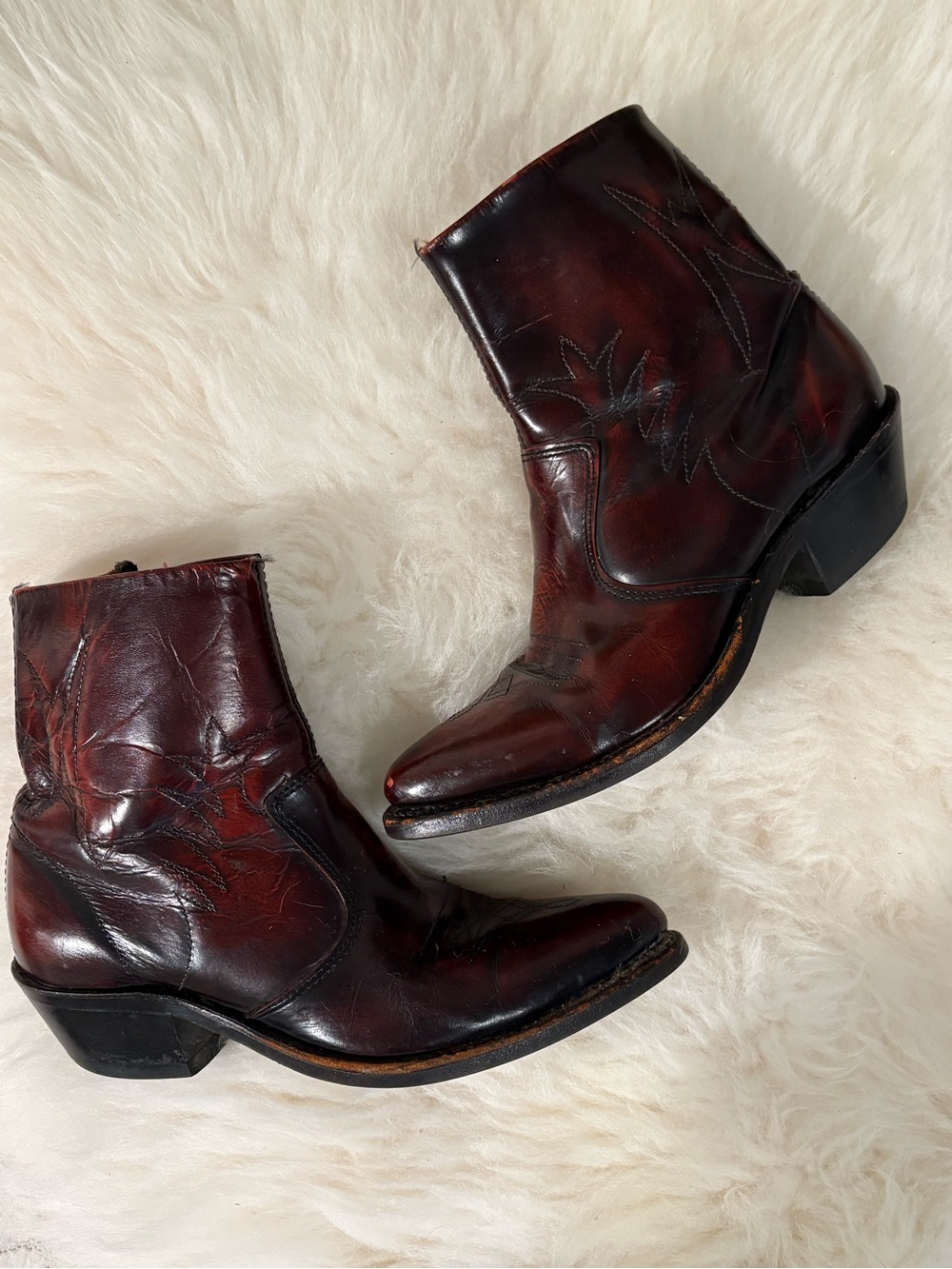 Double H Men's Burgundy Leather Western Cowboy Boots